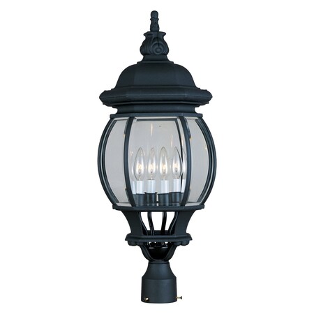Maxim Four Light Black Clear Glass Post Light 1038BK